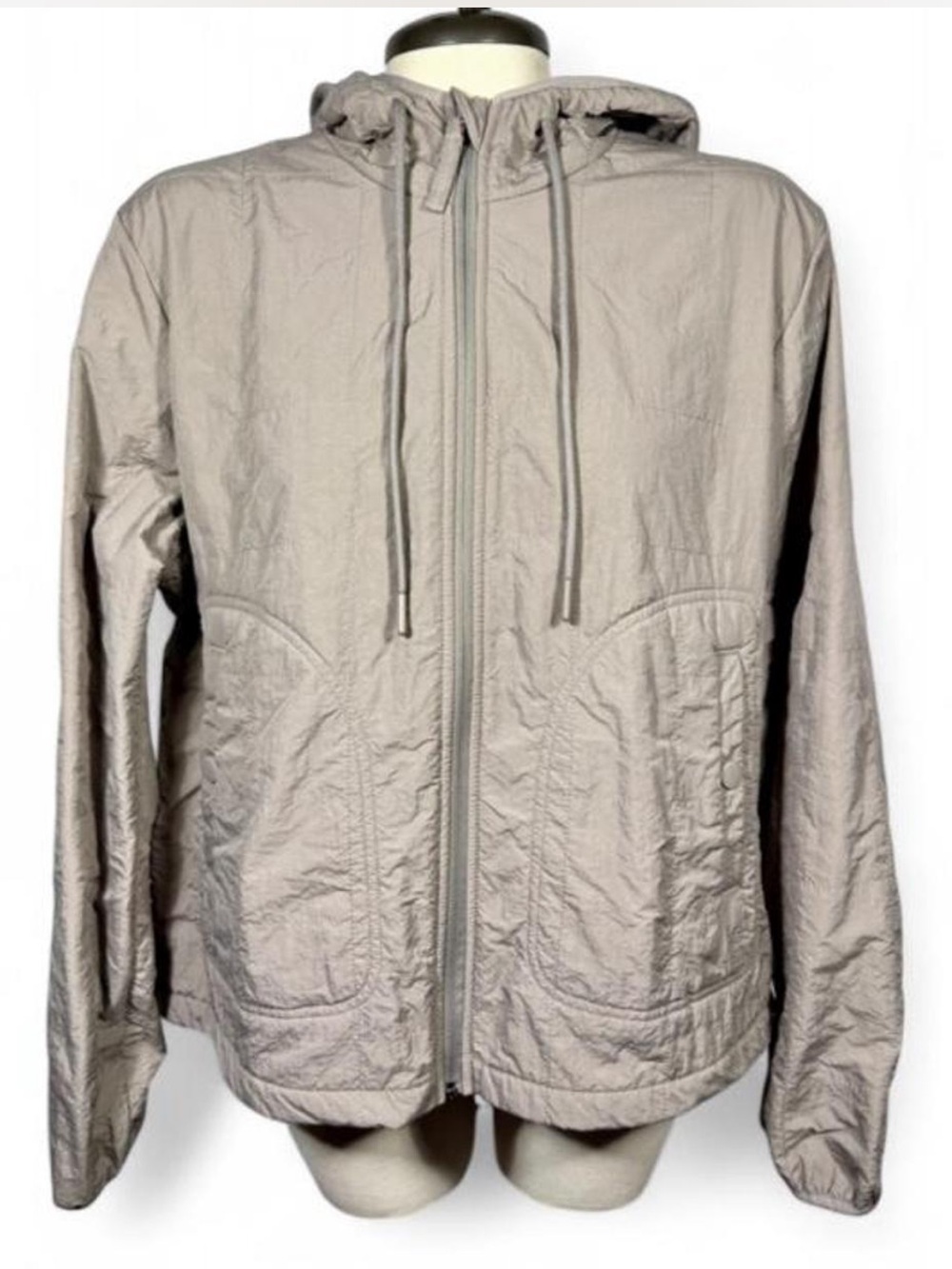 Avia Girls L 12-14 Taupe Hooded Windbreaker Lightweight Zip Athletic Jacket